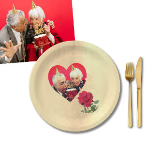 Red Rose custom Anniversary  Paper Plate