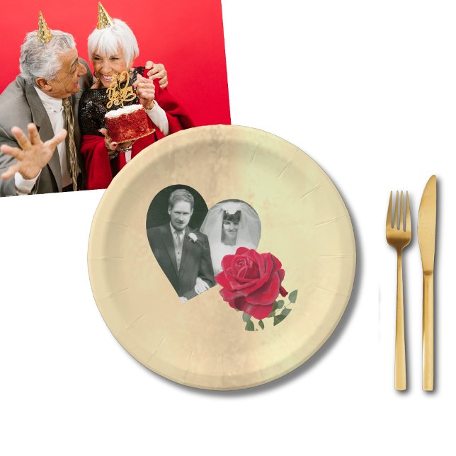Red Rose custom Anniversary  Paper Plate (Creator Uploaded)