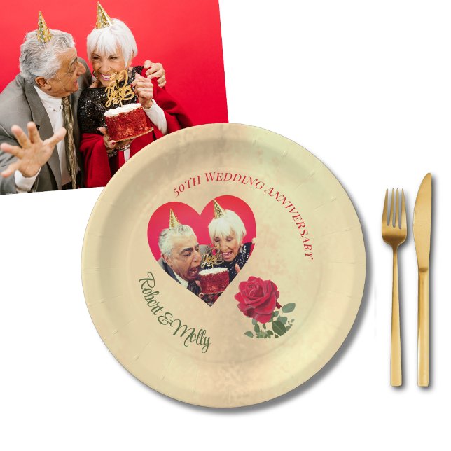 Red Rose custom Anniversary  Paper Plate (Creator Uploaded)