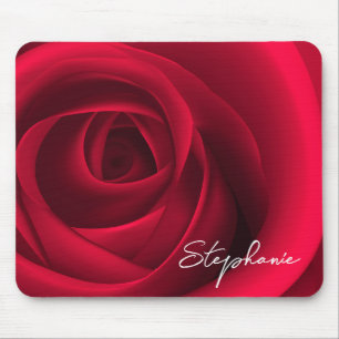 Red Rose Custom Name Gift Mouse Mat