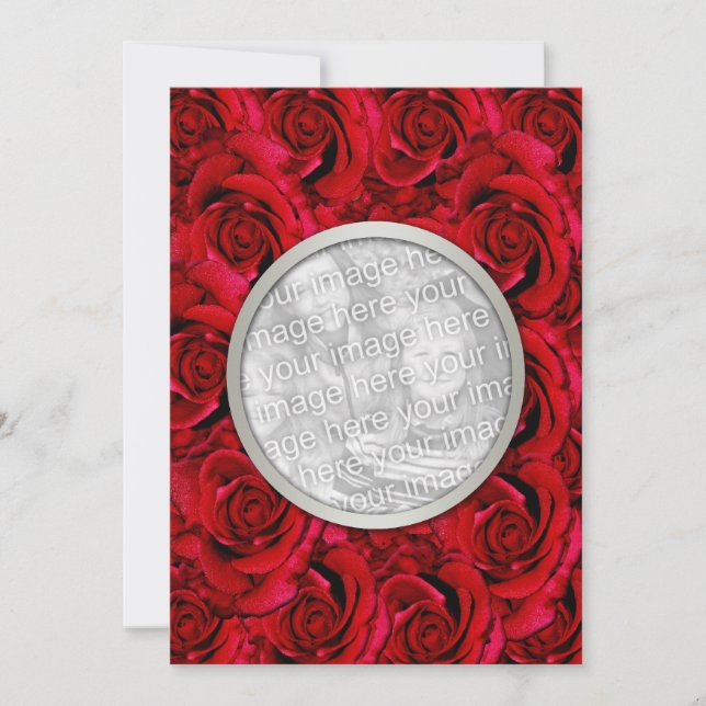 Red rose custom photo bridal couple wedding invitation (Front)