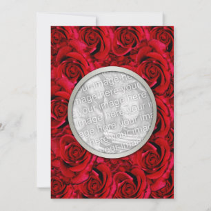 Red rose custom photo bridal couple wedding invitation