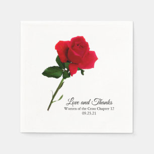 Red Rose Custom Script Cocktail Napkin