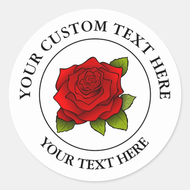 Red Rose Custom Text Icon Logo  3" Classic Round Sticker (Front)