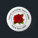 Red Rose Custom Text Icon Logo 3 Cm Round Badge<br><div class="desc">Red Rose Custom Text button</div>