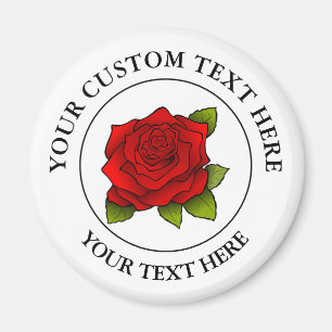 Red Rose Custom Text Icon Logo  Magnet