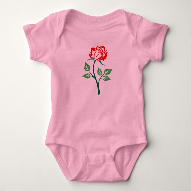 Red Rose Customisable Baby Bodysuit (Front)