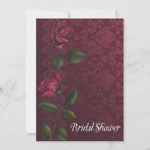 Red Rose Damask Bridal Shower Invitations