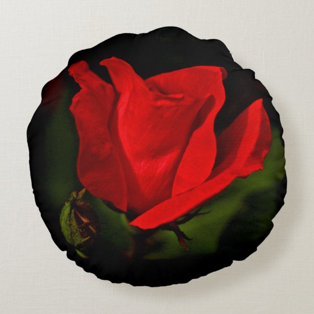 Red Rose - Dark Passion Round Cushion (Back)