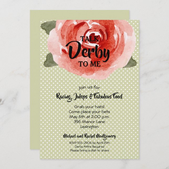Red Rose Derby Party Invitation (Front/Back)