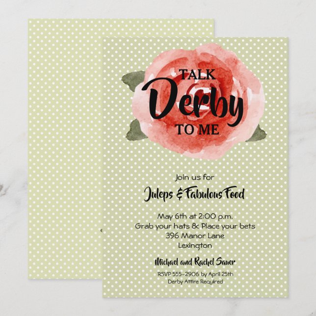 Red Rose Derby Party Invitation (Front/Back)