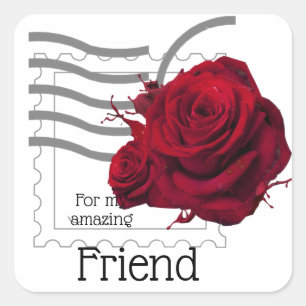 Red Rose design Square Sticker