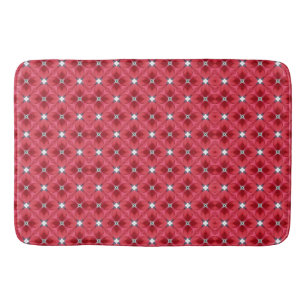 Red Rose Diamond Geometric Pattern Bath Mat