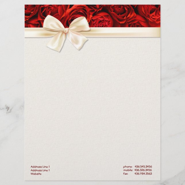 Red Rose Elegance 2 - Customise Letterhead (Front)