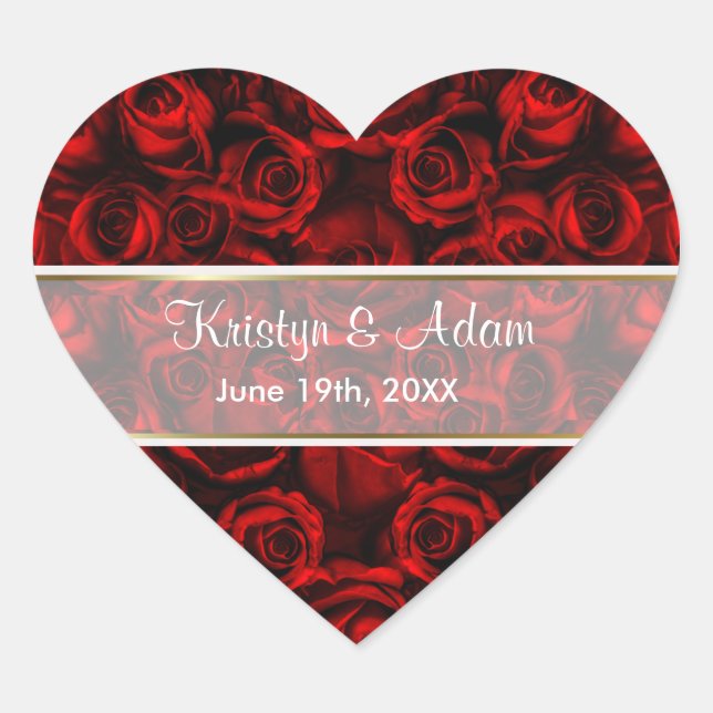 Red Rose Elegance - Customise Heart Sticker (Front)