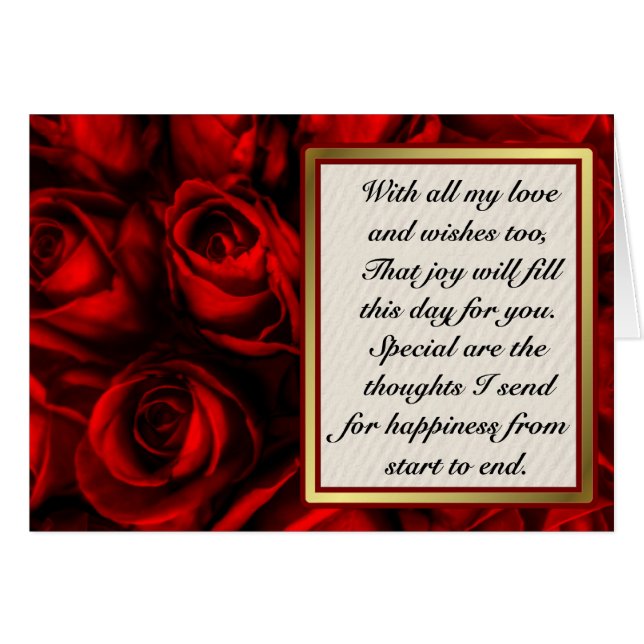Red Rose Elegance - Customise inside text. (Front Horizontal)