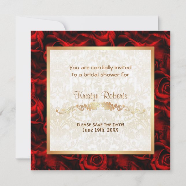 Red Rose Elegance - Shower Save The Date (Front)