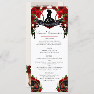 Red Rose Elegant Mariachi Charro Quinceanera  Menu