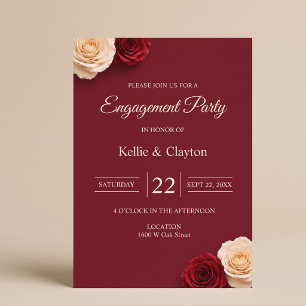 Red Rose Engagement Party Invitation