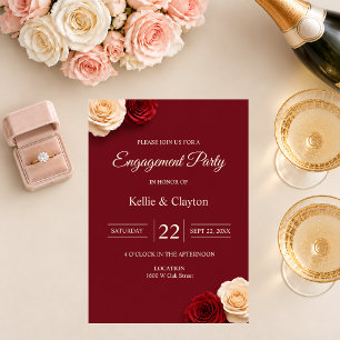 Red Rose Engagement Party Invitation