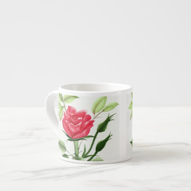 Red Rose Espresso Cup (Front Left)