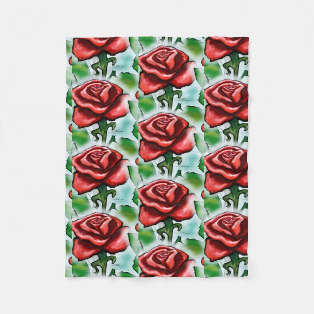 Red Rose Fleece Blanket (Front)