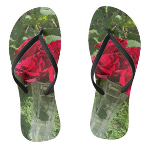 Red rose flip flops
