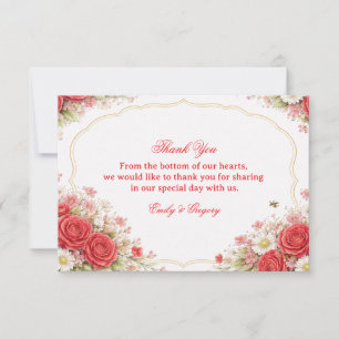 Red Rose Floral Appreciation Thank You Card