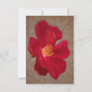 Red Rose Floral Art Flat Note Card