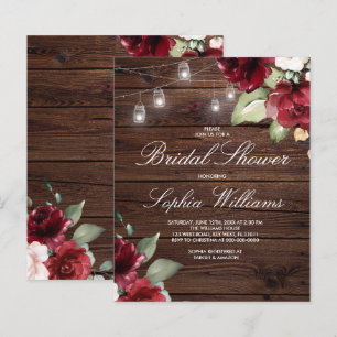 Red Rose Floral Bridal Shower Invitation