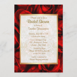 Red Rose Floral Bridal Shower Invitation