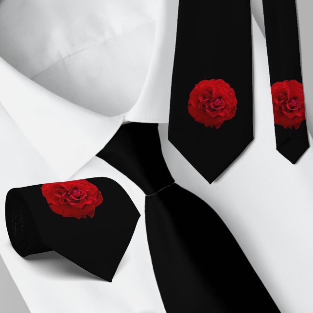 Red Rose Floral Classic Black Tie (Creator Uploaded)