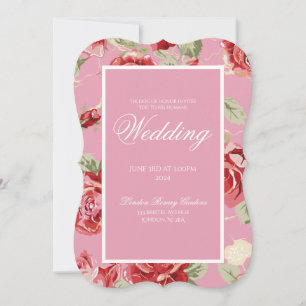 Red rose floral classic print dog of honour announ announcement
