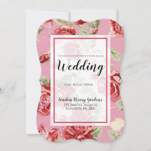 Red rose floral classic print dog of honour announ announcement