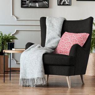 Red Rose Floral Damask Cushion