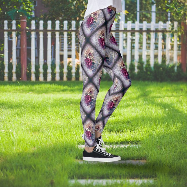 Red Rose Floral Ephemera Leggings (Creator Uploaded)