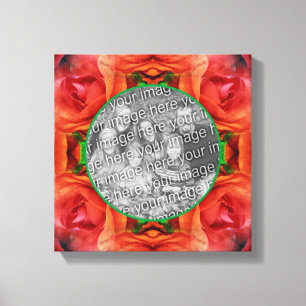 Red Rose Floral Frame Create Your Own Photo Canvas Print