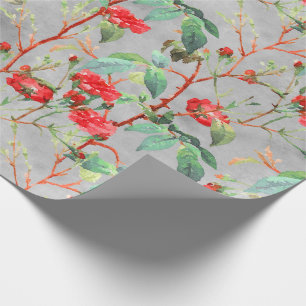 Red Rose Floral Garden Vintage Wrapping Paper