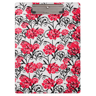 Red Rose Floral Illustration Pattern Design Clipboard