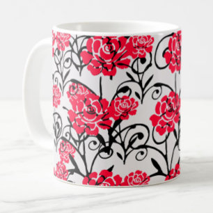 Red Rose Floral Illustration Pattern Design Coffee Mug