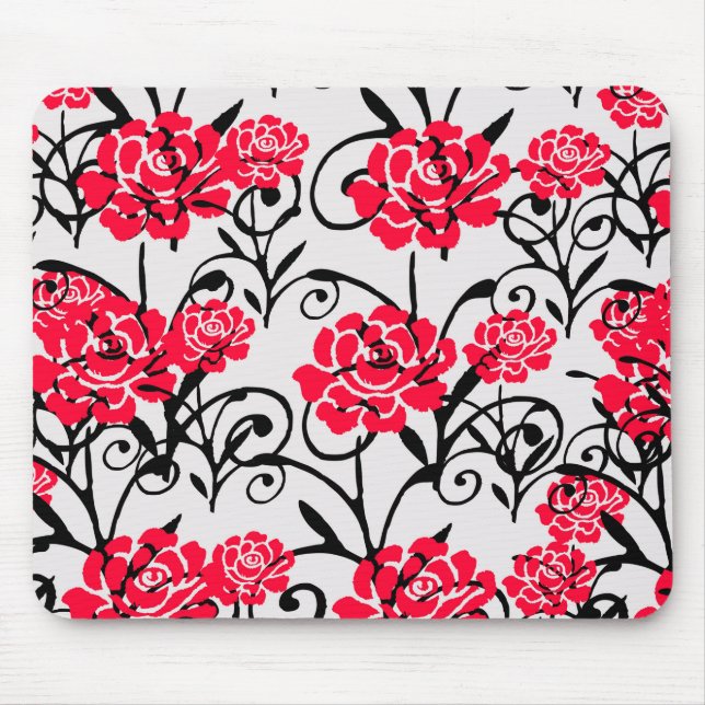 Red Rose Floral Illustration Pattern Design  Mouse Mat (Front)