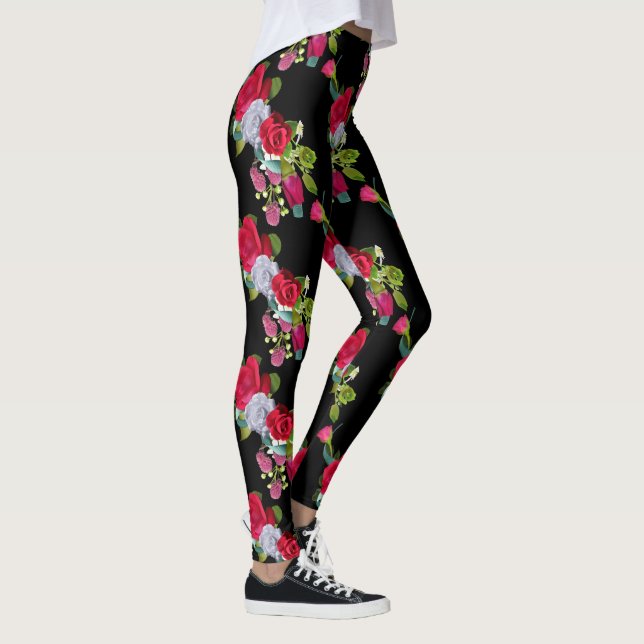 Red rose floral leggings (Right)