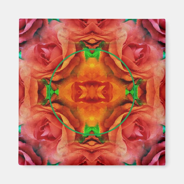 Red Rose Floral Nature Frame Add Your Photo  Magnet (Front)