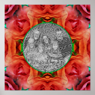 Red Rose Floral Nature Frame Add Your Photo Poster