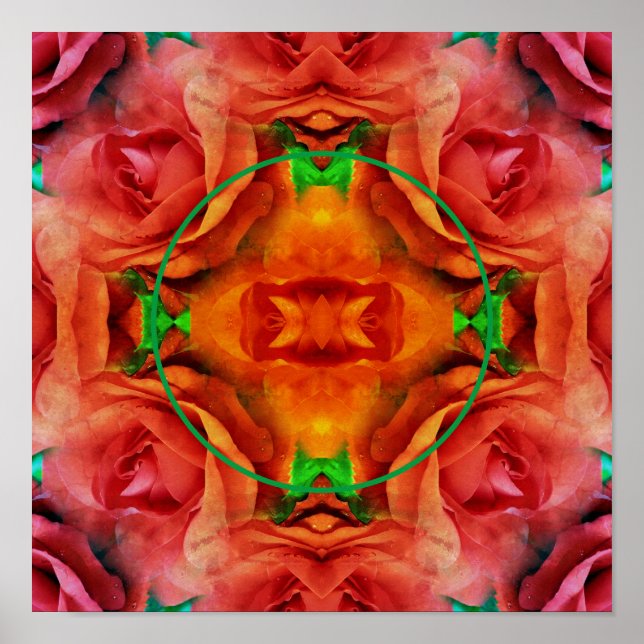 Red Rose Floral Nature Frame Add Your Photo  Poster (Front)