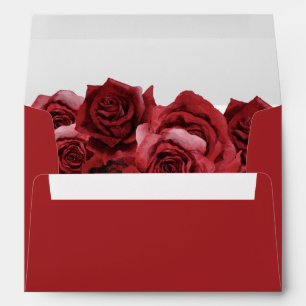 Red Rose Floral - Red & White Envelope