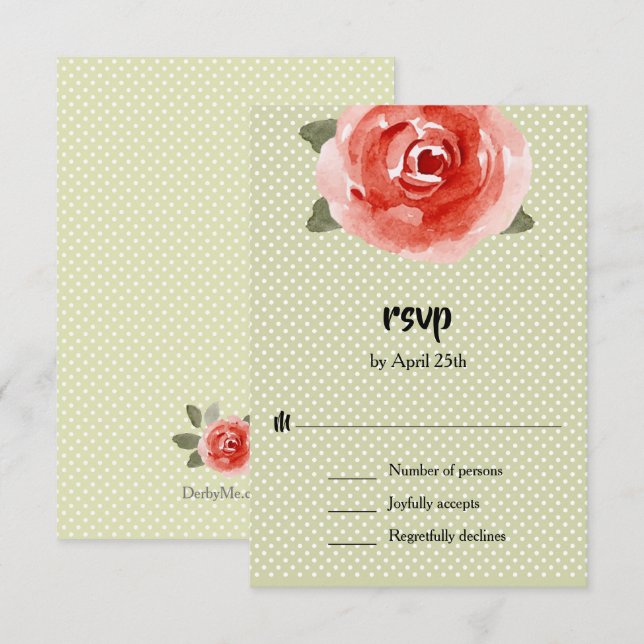 Red Rose Floral RSVP Card (Front/Back)
