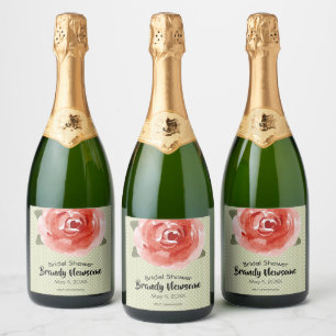 Red Rose Floral Sparkling Wine Label