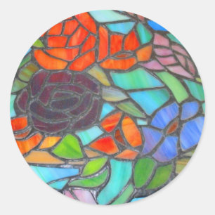 Red Rose Floral Stained Glass Sticker