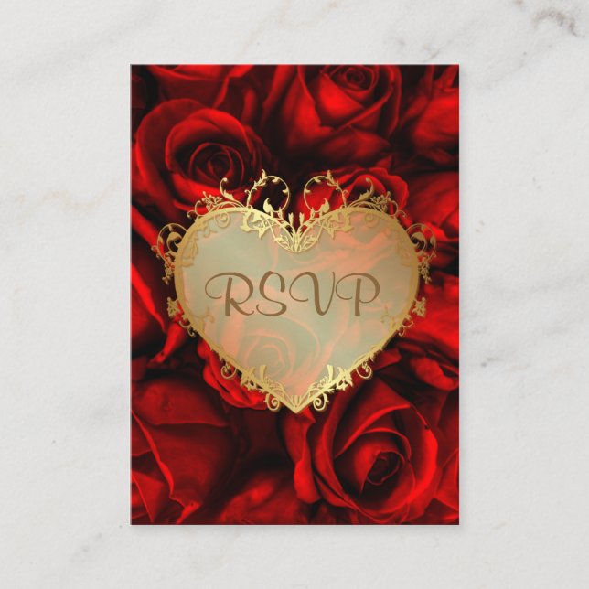 Red Rose Floral Wedding Anniversary RSVP Enclosure Card (Front)